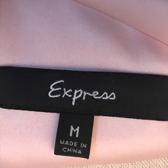 EXPRESS satin pink/ black deep V cap sleeve blouse - Picture 5 of 6